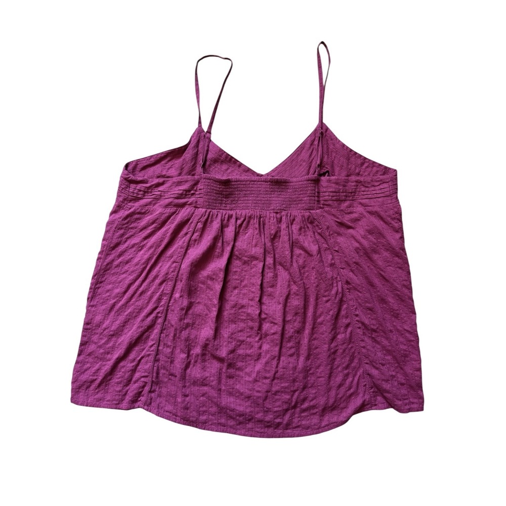 Sundance Cami Top XXL Magenta Purple Cotton Gauze Lace Pintuck Boho Smocked Back - Picture 4 of 4